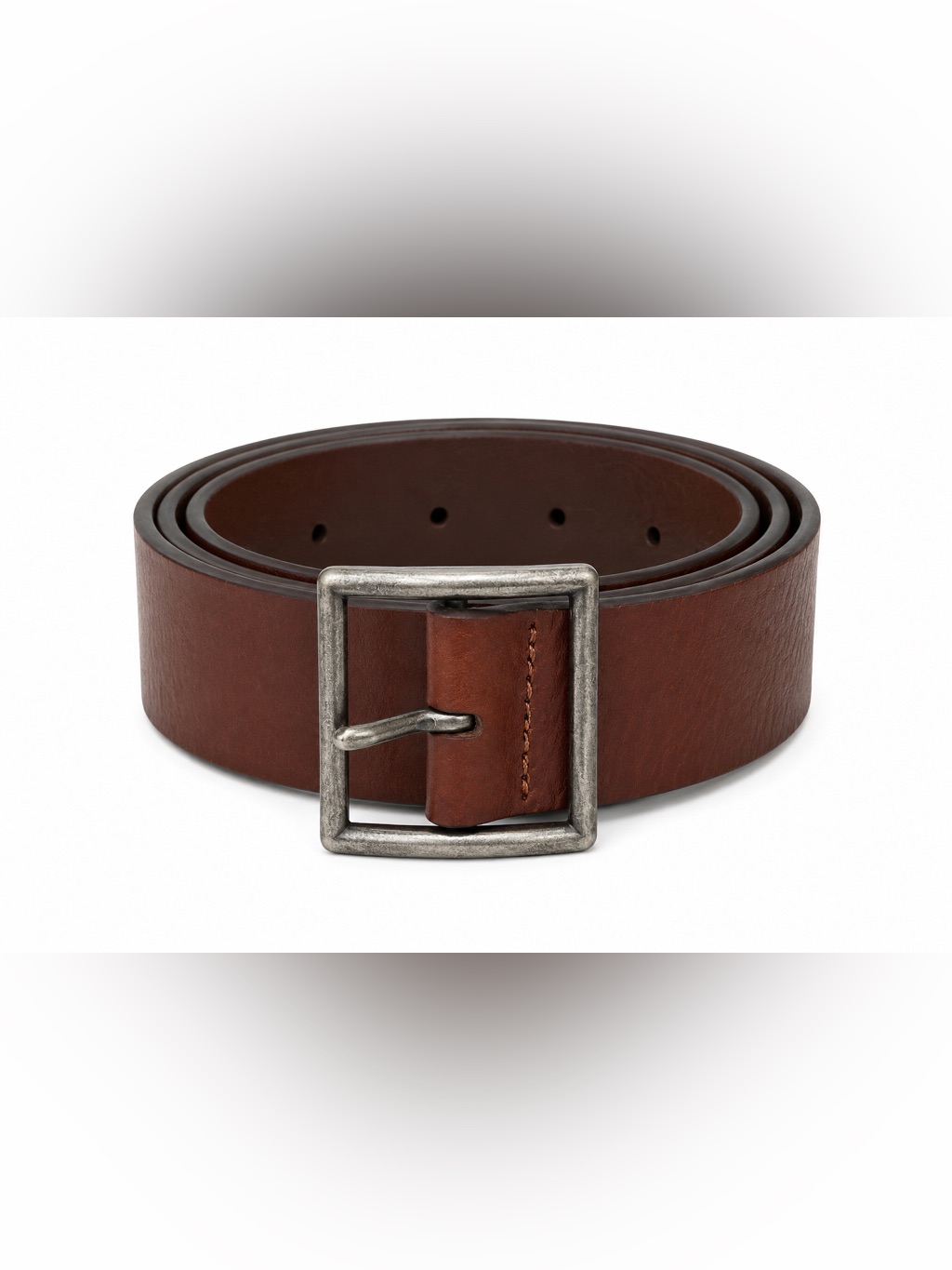 J. Crew Men's Classic Brown Leather Belt With Metal Buckle